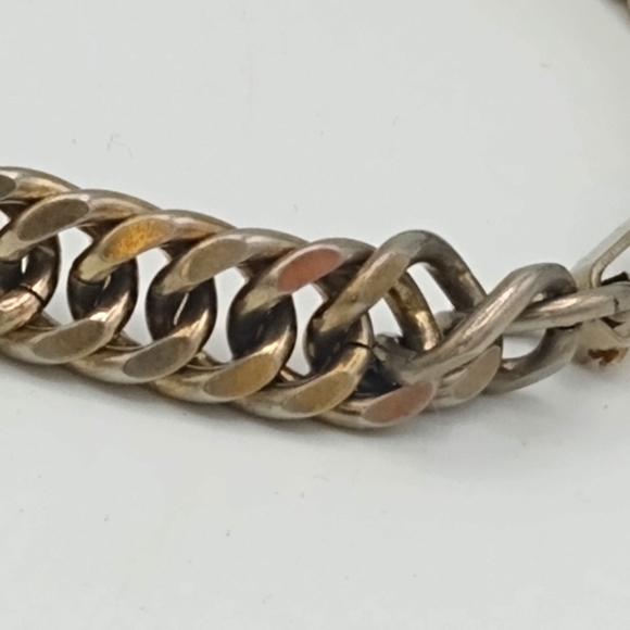 Gold tone Curb Chain Box Clasp Bracelet Vintage - Picture 7 of 10